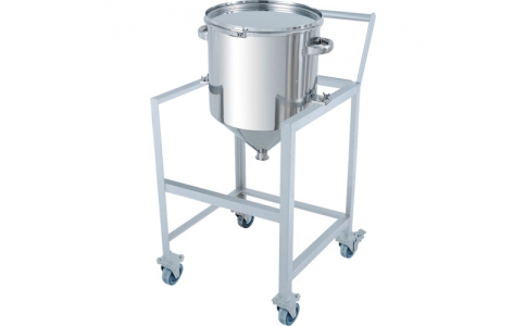 日東金属工業（株）  HT-CTL-ASCC-43  日東　ホッパー型バンド式密閉容器　６５Ｌ　架台付（取っ手・蓋置付）