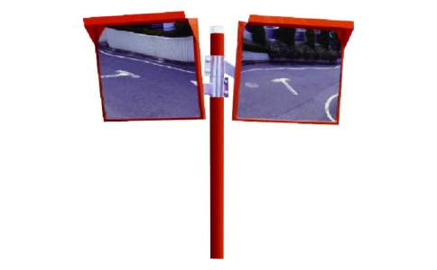 ユニット（株）  384-30  ユニット　カーブミラー（Ｗ）ポール付　アクリル製　５００×６００ｍｍ