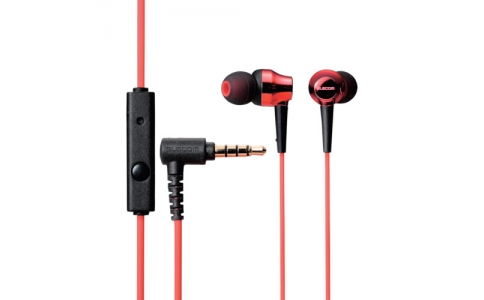 エレコム（株）  EHP-RH1000MRD  エレコム　ハイレゾ音源対応ステレオヘッドホンマイク（マイク付）　カナル　１０．０ｍｍドライバ　レッド