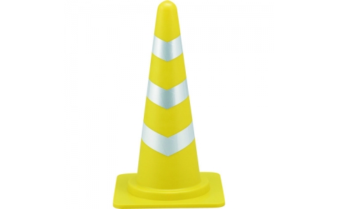 （株）日本緑十字社  116112  緑十字　カラーコーン　黄／白反射シート　ＳＲＣ－１Ｙ　高さ：７００ｍｍ　ベース：３８５ｍｍ角　反射タイプ　ポリエチレン製