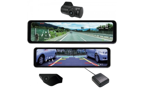 （株）エフ・アール・シー  FC-DR-MS22(W)  Ｆ．Ｒ．Ｃ．　【日本製・３年保証】前後２カメラ・ルームミラー型ドライブレコーダー