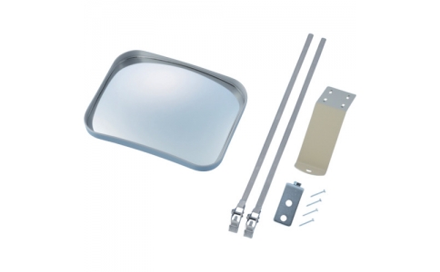 （株）日本緑十字社  276111  緑十字　小型カーブミラー　グレー　壁角２５Ｓ　１９０×２４０ｍｍ　取付金具付　ガラス製