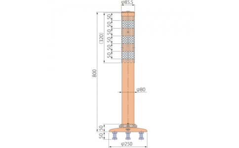 （株）グリーンクロス  6300029576  グリーンクロス　ポストコーン腰みの付防塵ＰＢＴＫ－８０－２５０－Ｒ