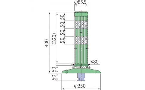 （株）グリーンクロス  6300029586  グリーンクロス　ポストコーン腰みの付防塵ＰＣＴＫ－４０－２５０－Ｍ