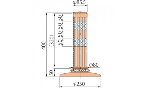 （株）グリーンクロス  6300029571  グリーンクロス　ポストコーン腰みの付防塵ＰＡＴＫ－４０－２５０－Ｒ