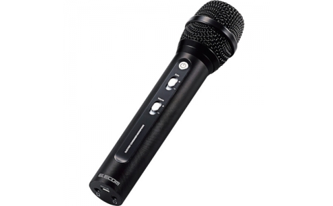 エレコム（株）  KMC-EP01UBK  エレコム　カラオケマイク（スタンダードモデル）　エコー機能　ボリューム調節　充電式　有線　ブラック