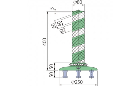 （株）グリーンクロス  6300029563  グリーンクロス　ポストコーン全面反射ＬＢＴＲ－４０－２５０－Ｍ