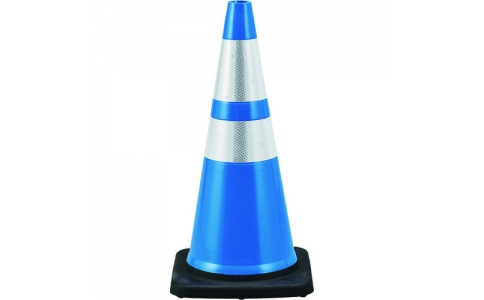 （株）日本緑十字社  116304  緑十字　カラーコーン　青／白反射シート　ＰＶＣコーン－ＢＬＨ　高さ：７１０ｍｍ　ベース：３６０ｍｍ角　高輝度反射タイプ　ＰＶＣ製