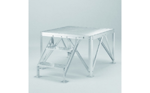 ユニット（株）  376-74A  ユニット　朝礼台　アルミ　Ｌ１２５６×Ｗ１２５６×Ｈ８００