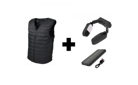 サンコー（株）  HEATBTSBKFRZGRT2RSPBK  サンコー　ヒーターベスト＋ネッククーラーモバイルバッテリーセット　ブラック