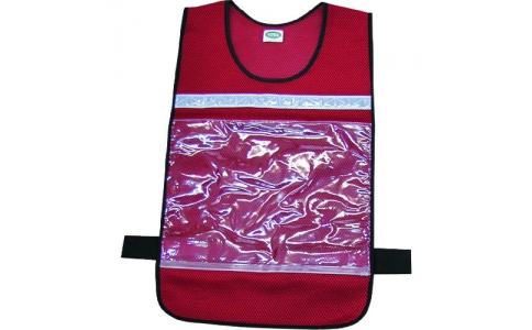 （株）日本緑十字社  380207  緑十字　防災用品　差し込み式メッシュベスト（赤）