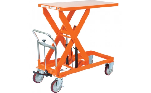 トラスコ中山（株）  HLF-800  ＴＲＵＳＣＯ　フット式ハンドリフター８００ｋｇテーブル９００×６００