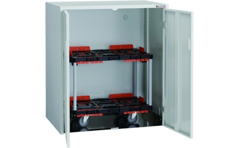 トラスコ中山（株）  IKH-910B  ＴＲＵＳＣＯ　コック付きポリ扁平缶保管庫　コンペイちゃん　Ｗ９００ＸＤ６００ＸＨ１０００