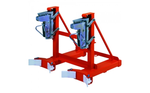 （株）大阪タイユー  CA-N2-S  タイユー　フォークリフトドラム運搬アタッチメント　カムオート　首振り式　均等荷重４５０ｋｇ×２本