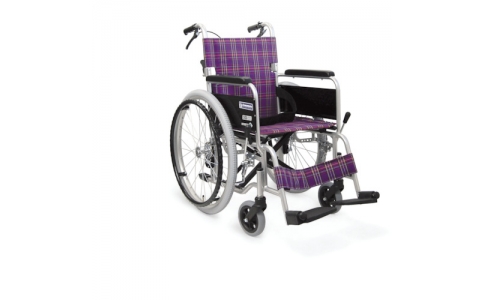 （株）カワムラサイクル  KA102SB-40A11  カワムラ　アルミ標準型自走用車いすＫＡ１０２ＳＢ－４０紫チェック