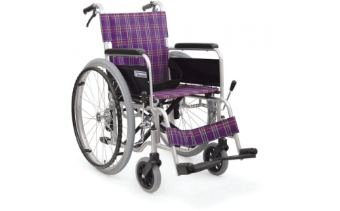 （株）カワムラサイクル  KA202B-40A3  カワムラ　アルミ標準型自走用車いすＫＡ２０２Ｂ－４０紺チェック
