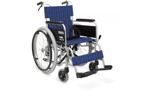 （株）カワムラサイクル  KA102B-42A3  カワムラ　アルミ標準型自走用車いすＫＡ１０２Ｂ－４２紺チェック