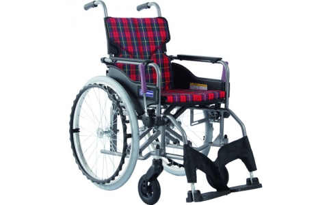 （株）カワムラサイクル  KMD-A22-40S-M-A10  カワムラ　アルミ製標準型自走用車いすＫＭＤ－Ａ２２－４０Ｓ－Ｍ赤チェック