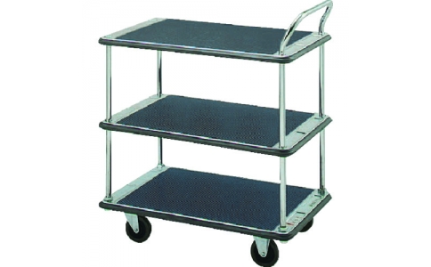 花岡車輛（株）  DME-BT3-DX  ダンディ　スチール台車　ダンディシリーズＥＣＯ　タイプＤＬＥ　３段テーブル片ハンドル式　Ｗ７１０×Ｄ４５０