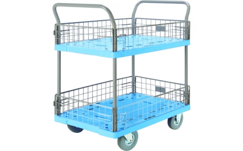 金沢車輛（株）  NP-327SL  金沢　大型樹脂台車　２段金網付　ノーパンククッションタイヤ付