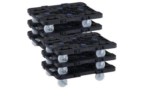 トラスコ中山（株）  MPK-500NJS-BK-M6  ＴＲＵＳＣＯ　まとめ買い　樹脂製平台車　連結式ルートバン　　ＭＰＫ－５００ＮＪＳ－ＢＫ　６台セット