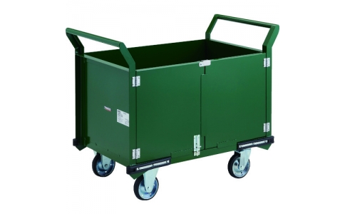 トラスコ中山（株）  PH-26P  ＴＲＵＳＣＯ　鋼鉄製運搬車　９００Ｘ６００　観音扉付　プレス車輪