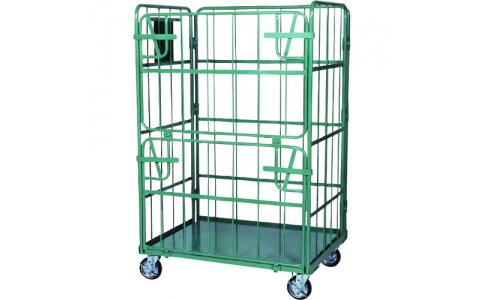 金沢車輛（株）  SH-29U-111017  金沢　ダブルゲート付スチールカゴ台車（底板スチール）　１１００×１０００