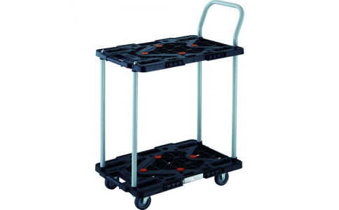 トラスコ中山（株）  MPK-6024-B  ＴＲＵＳＣＯ　樹脂製台車　２段式ルートバン　６００Ｘ４００　ハンドル付　青