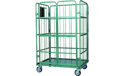 金沢車輛（株）  SH-29T-111017  金沢　観音扉付スチールカゴ台車（底板スチール）　１１００×１０００