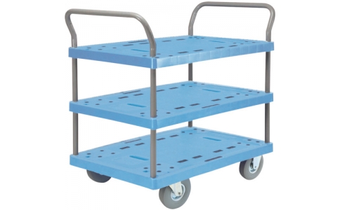 金沢車輛（株）  NP-319SL  金沢　大型樹脂台車　３段式両ハンドル付　ノーパンククッションタイヤ付