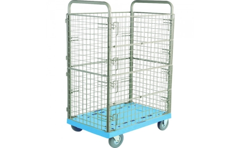 金沢車輛（株）  NP-307SLW  金沢　大型樹脂台車　２連金網付　ノーパンククッションタイヤ付