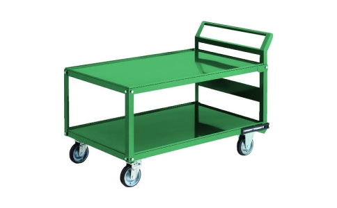 トラスコ中山（株）  PH-12  ＴＲＵＳＣＯ　鋼鉄製運搬車　１２００Ｘ７５０　片袖２段型　プレス車　自在ストッパー付車輪