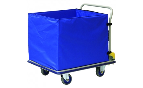 金沢車輛（株）  NHT-307E  金沢　大型スチール台車　ハンドル折りたたみ式　折りたたみ収納箱付（フタ無）