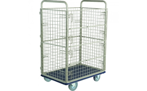 金沢車輛（株）  NHT-307SLW  金沢　大型スチール台車　２連金網付　ノーパンククッションタイヤ付