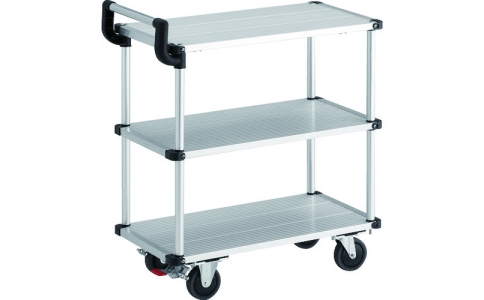 トラスコ中山（株）  AL23-0736S  ＴＲＵＳＣＯ　アルミ台車　アルパカート　省音　３段式片袖タイプ　７００×３６０ｍｍ　ストッパー付