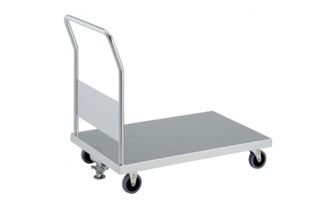 トラスコ中山（株）  KAS-3-100TBU-S  ＴＲＵＳＣＯ　抗菌ステンレス天板台車　８００Ｘ４５０　Φ１００　帯電防止Ｕ車輪　ストッパ付