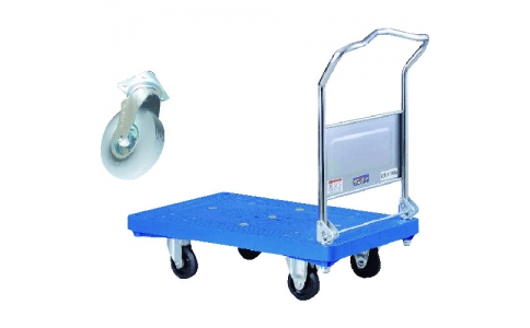 花岡車輛（株）  UPA-LSC-AP180  ダンディ　プラスチック台車　ダンディＰシリーズ　タイプＰＡ　折りたたみハンドル式　悪路用キャスター（エアータイヤ）　仕様　Ｗ９０５×Ｄ６０５