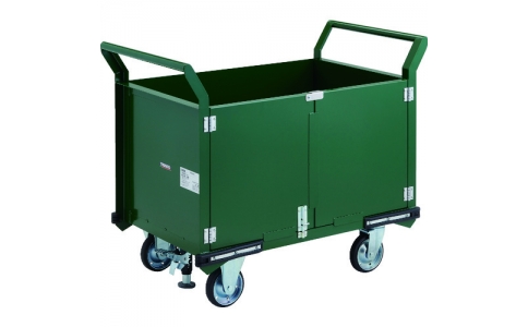 トラスコ中山（株）  PH-26PSS  ＴＲＵＳＣＯ　鋼鉄製運搬車　９００Ｘ６００　観音扉　プレス車輪　Ｌストッパー付