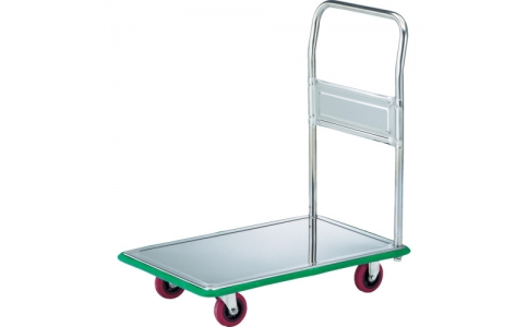 トラスコ中山（株）  SUS-108NU  ＴＲＵＳＣＯ　オールＳＵＳ製運搬車　固定式　７４０Ｘ４８０　省音ウレタン車