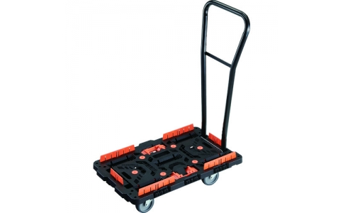 トラスコ中山（株）  BT700KJ5H-E100T  ＴＲＵＳＣＯ　連結式樹脂製平台車　ビートル　７００Ｘ４５０　自在５輪　脱着式ハンドル付　柵　とめたろう付