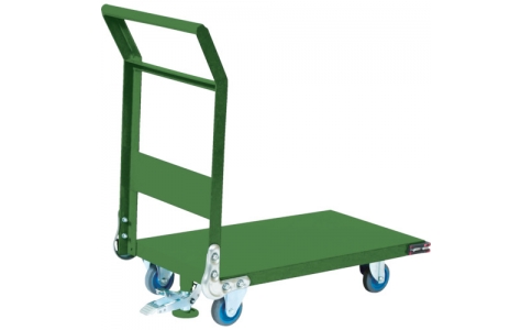 トラスコ中山（株）  SH-2NACS（GN）  ＴＲＵＳＣＯ　鋼鉄製運搬車　９００Ｘ６００Φ１５０エアキャスター　緑