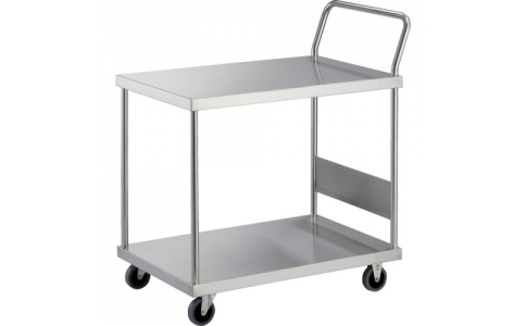 トラスコ中山（株）  AS-32H-100TBU  ＴＲＵＳＣＯ　ステンレス台車　オールステン台車　８００Ｘ４５０　片袖２段　帯電防止Ｕ車輪　ハンドル高さ１０５０