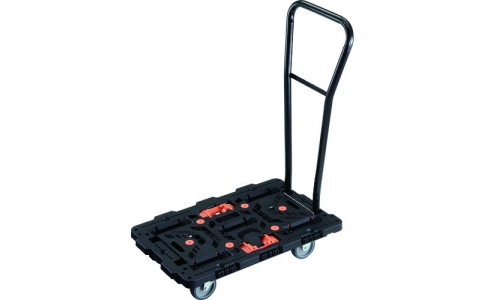 トラスコ中山（株）  BT700J3H-E100T  ＴＲＵＳＣＯ　連結式樹脂製平台車　ビートル　７００Ｘ４５０　自在３輪　脱着式ハンドル付　とめたろう付