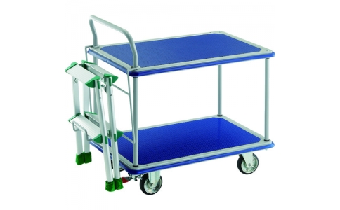 トラスコ中山（株）  304NS-TAF2  ＴＲＵＳＣＯ　プレス製台車　ドンキーカート　２段式片袖タイプ７４０×４８０　ストッパー付　ＴＡＦ－２付