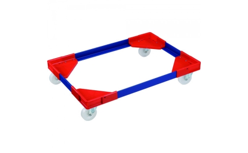 岐阜プラスチック工業（株）  ACL-CB75-N-R.B  リス　コンテナ用台車　６１１０８２　アングルキャリーＬＣＢ－７５用ナイロン車（コーナー／赤、アングル／青）
