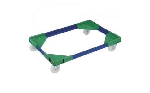 岐阜プラスチック工業（株）  ACL-CB50-N-G.B  リス　コンテナ用台車　６１０９８６　アングルキャリーＬＣＢ－５０用ナイロン車（コーナー／緑、アングル／青）