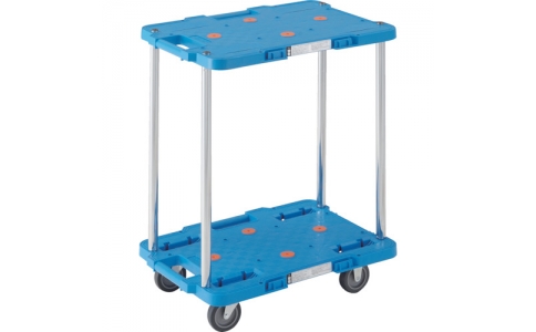 トラスコ中山（株）  MPB-502-B  ＴＲＵＳＣＯ　樹脂製台車　ルートバン　２段式　３７０Ｘ５００　青