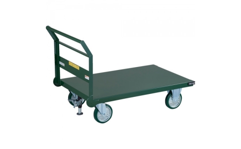 トラスコ中山（株）  SH-10-1CS  ＴＲＵＳＣＯ　鋼鉄製運搬車　１トン　ハンドル側自在車輪　１２００Ｘ７５０　Φ２００ウレタン　Ｌストッパー付