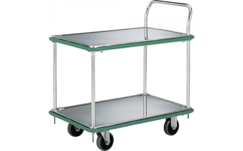 トラスコ中山（株）  SUS304AEU  ＴＲＵＳＣＯ　オールステンレス製運搬車　片袖２段型　９１０Ｘ６１０　ウレタン車