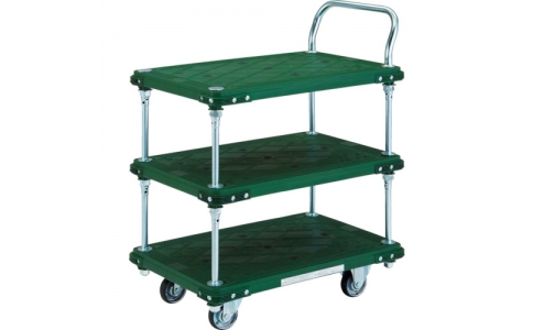 トラスコ中山（株）  MP-838N-2  ＴＲＵＳＣＯ　ＭＰ樹脂製台車　３段片袖型　８２０Ｘ５５５